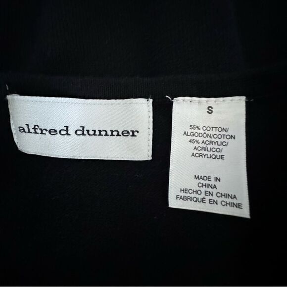 Alfred Dunner Black Top Butterfly Floral Beaded Short Sleeve Shirt SZ S - Picture 8 of 10